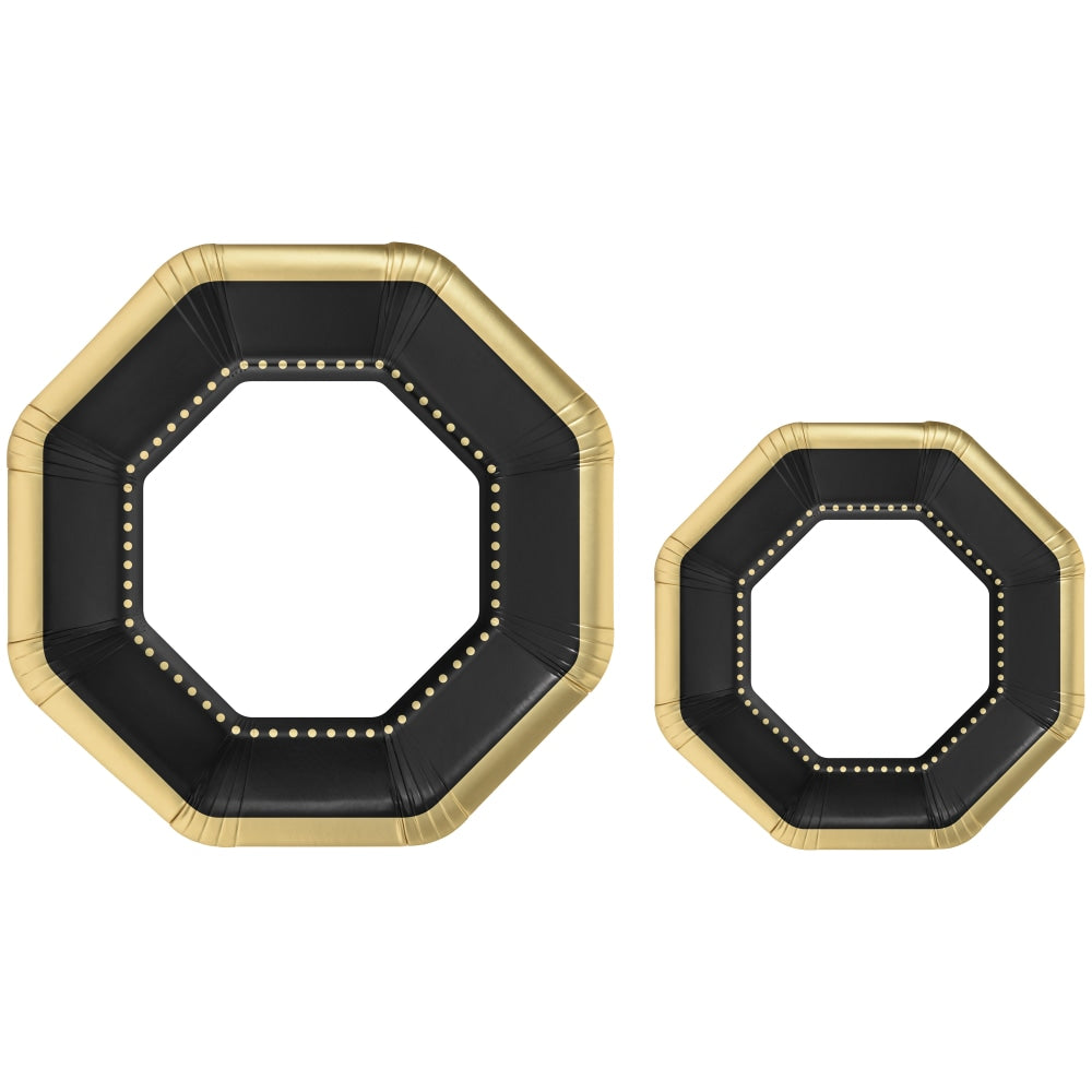Amscan Octagonal Premium Plates, Jet Black, 20 Plates Per Pack, Case Of 2 Packs