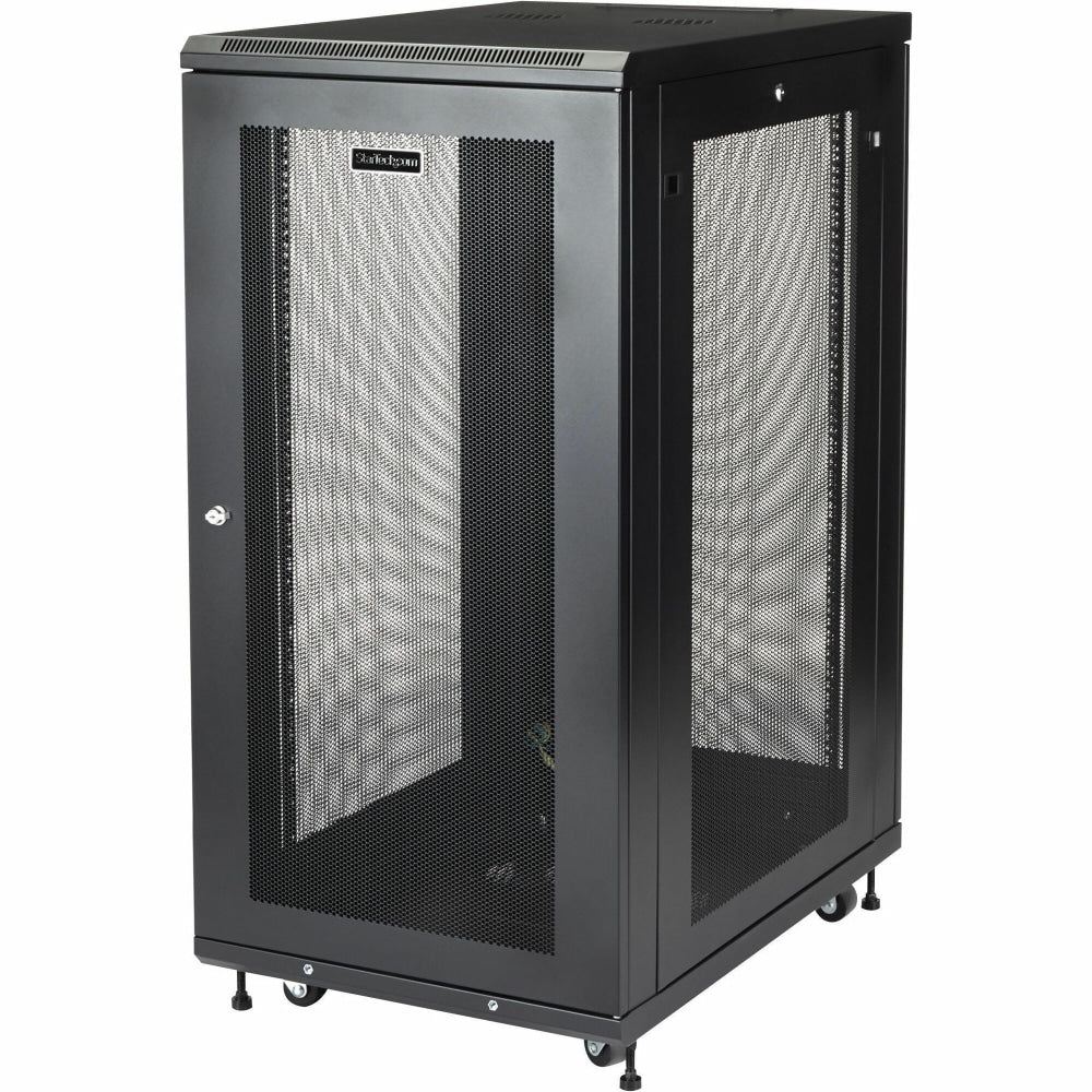 StarTech.com Server Rack Cabinet - 24U - 31in Deep Enclosure - Network Cabinet - Rack Enclosure Server Cabinet - Data Cabinet - For Server, LAN Switch, Patch Panel, A/V Equipment - 24U Rack Height x 19in Rack Width x 30.70in Rack Depth - Black - Steel