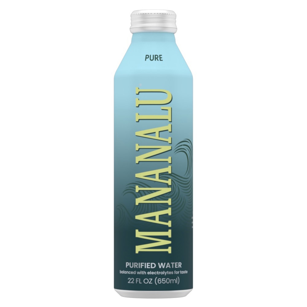 Mananalu Purified Water, Unflavored, 22 Oz, Pallet Of 1,080 Bottles