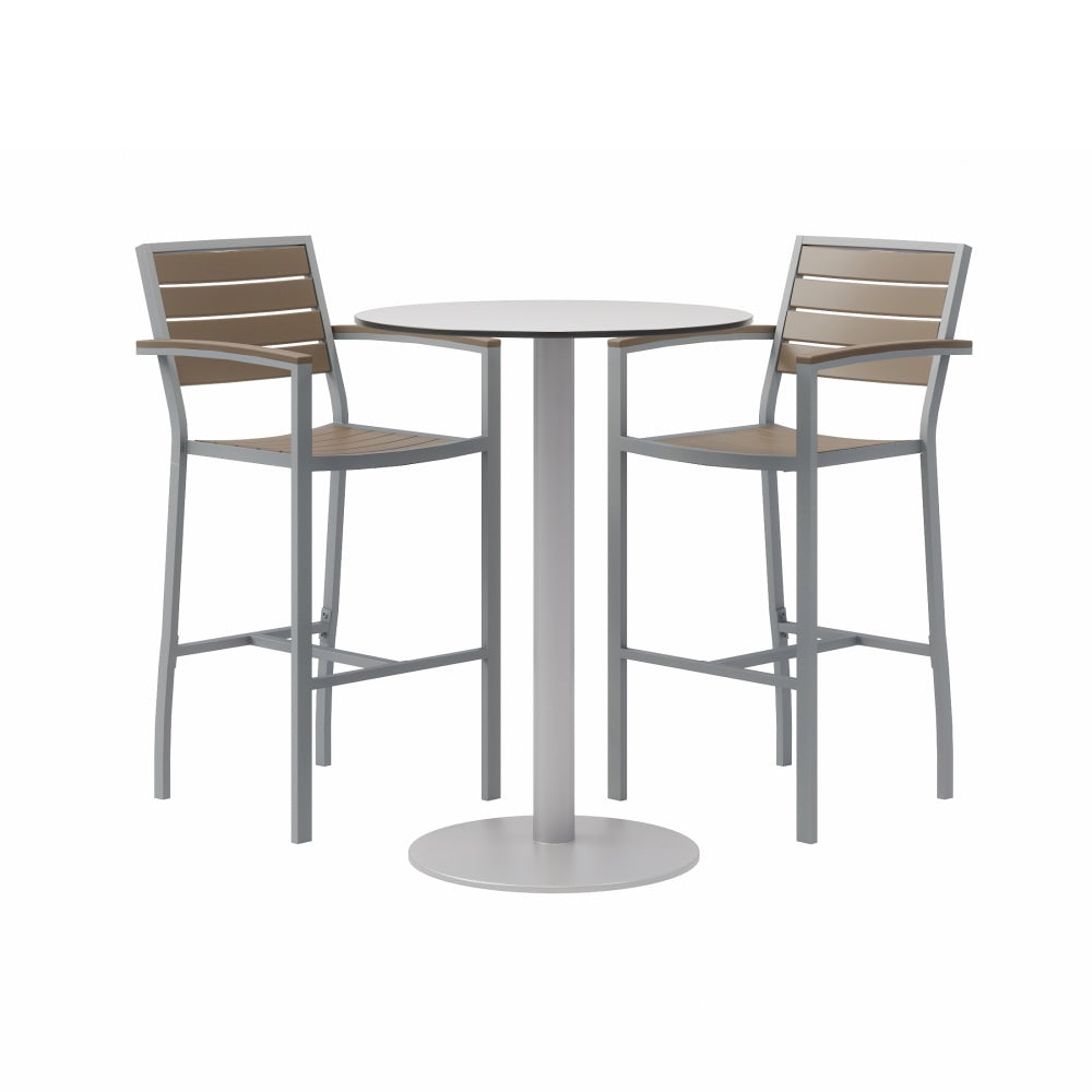 KFI Studios Eveleen 3-Piece Outdoor Patio Set, Gray/White