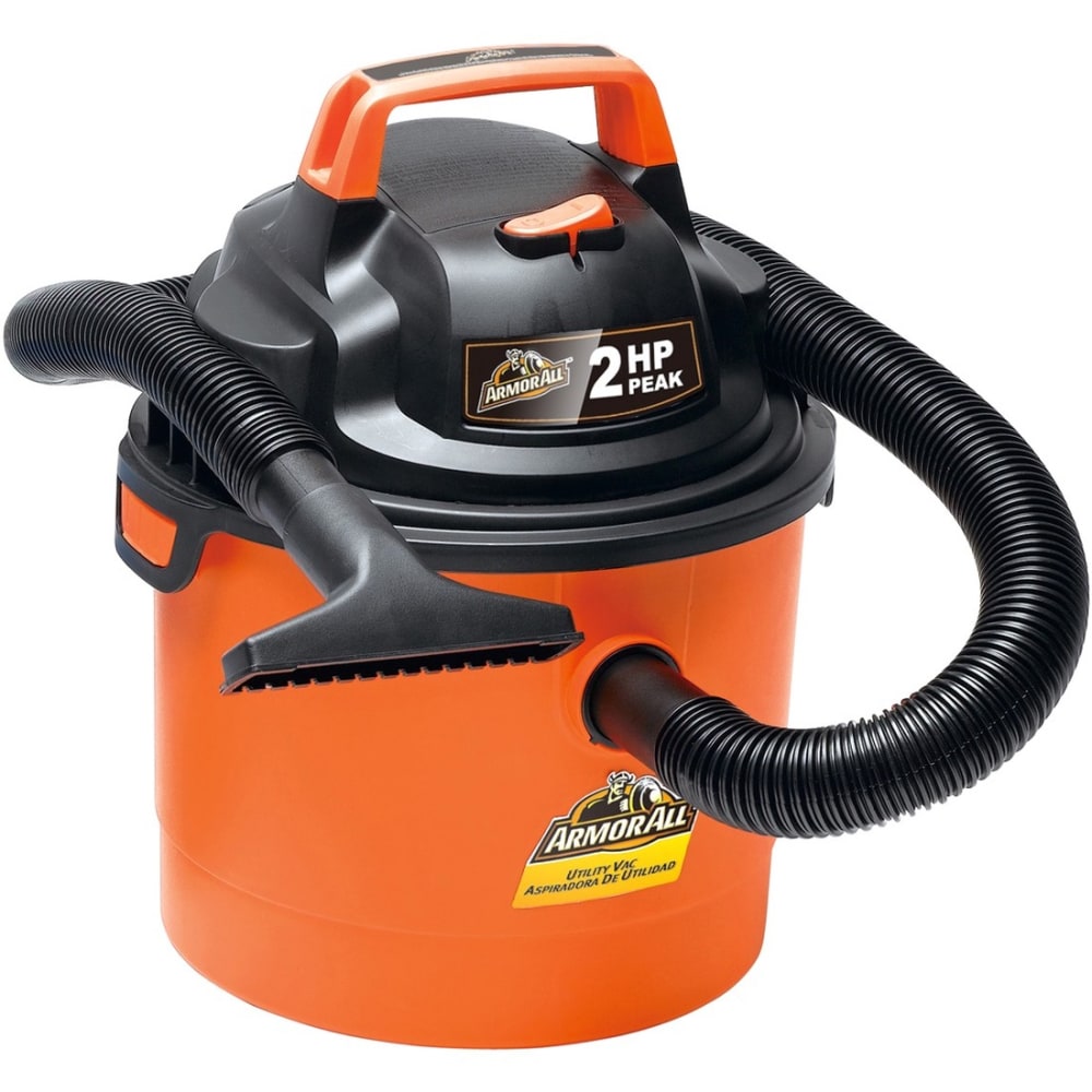 Armor All VOM205P 0901 Portable Vacuum Cleaner - 1491.40 W Motor - 2.50 gal - Hose, Filter, Utility Nozzle, Brush, Crevice Tool, Car Nozzle - 10 ft Cable Length - 4 ft Hose Length - AC Supply - 120 V AC - 5 A - Orange