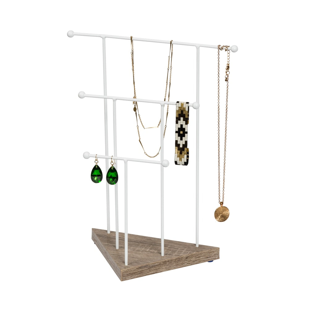 Honey Can Do 3-Tier Metal Wire Jewelry Stand, 13in x 5in, White