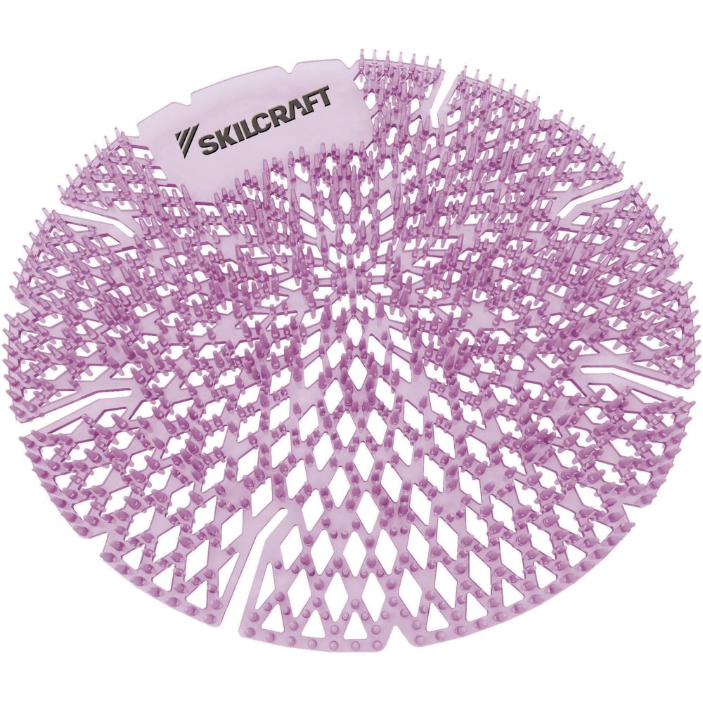 SKILCRAFT Lasting-Power Recyclable Deodorizer Urinal Screens, 7-5/16in, Purple/Lavender Scent, Pack Of 10 Urinals Screens
