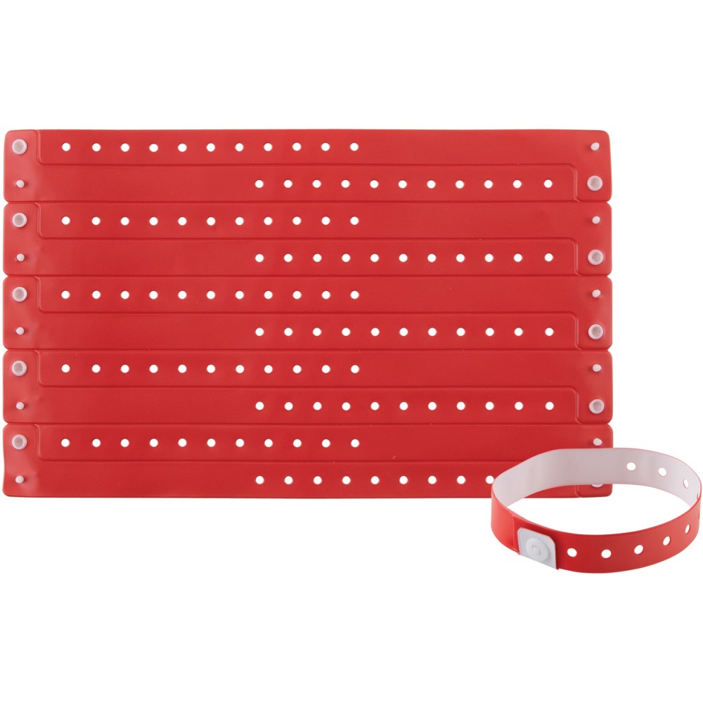 Advantus Colored Vinyl Wristbands - 100 / Pack - Yes - 0in Height x 0.6in Width x 9.8in Length - Red - Vinyl