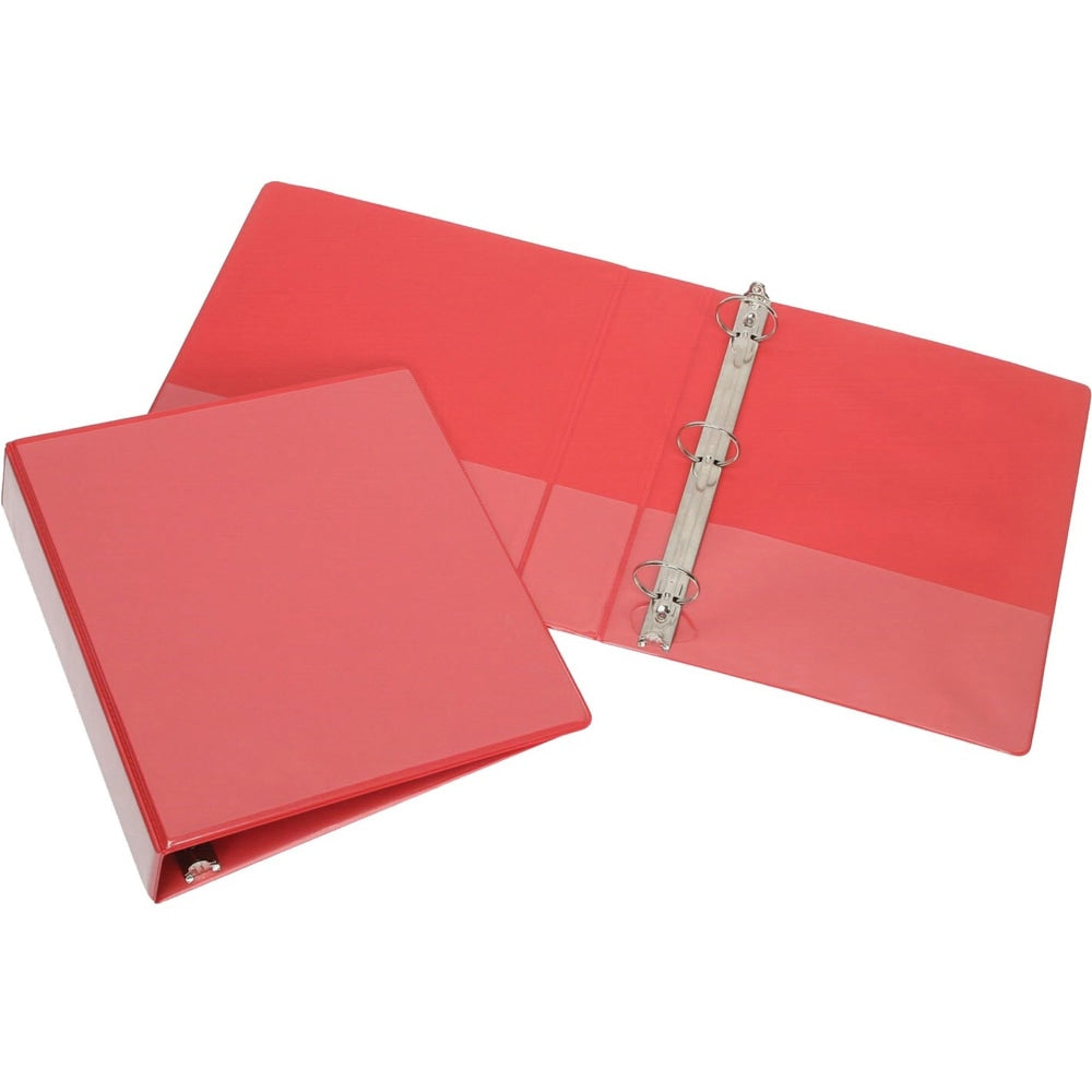 SKILCRAFT Round Ring View Binders, 1/2in Rings, 8 1/2in x 11in, Red