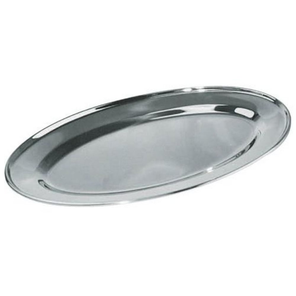 Winco Oval Stainless-Steel Platter, 12in x 8-5/8in, Silver
