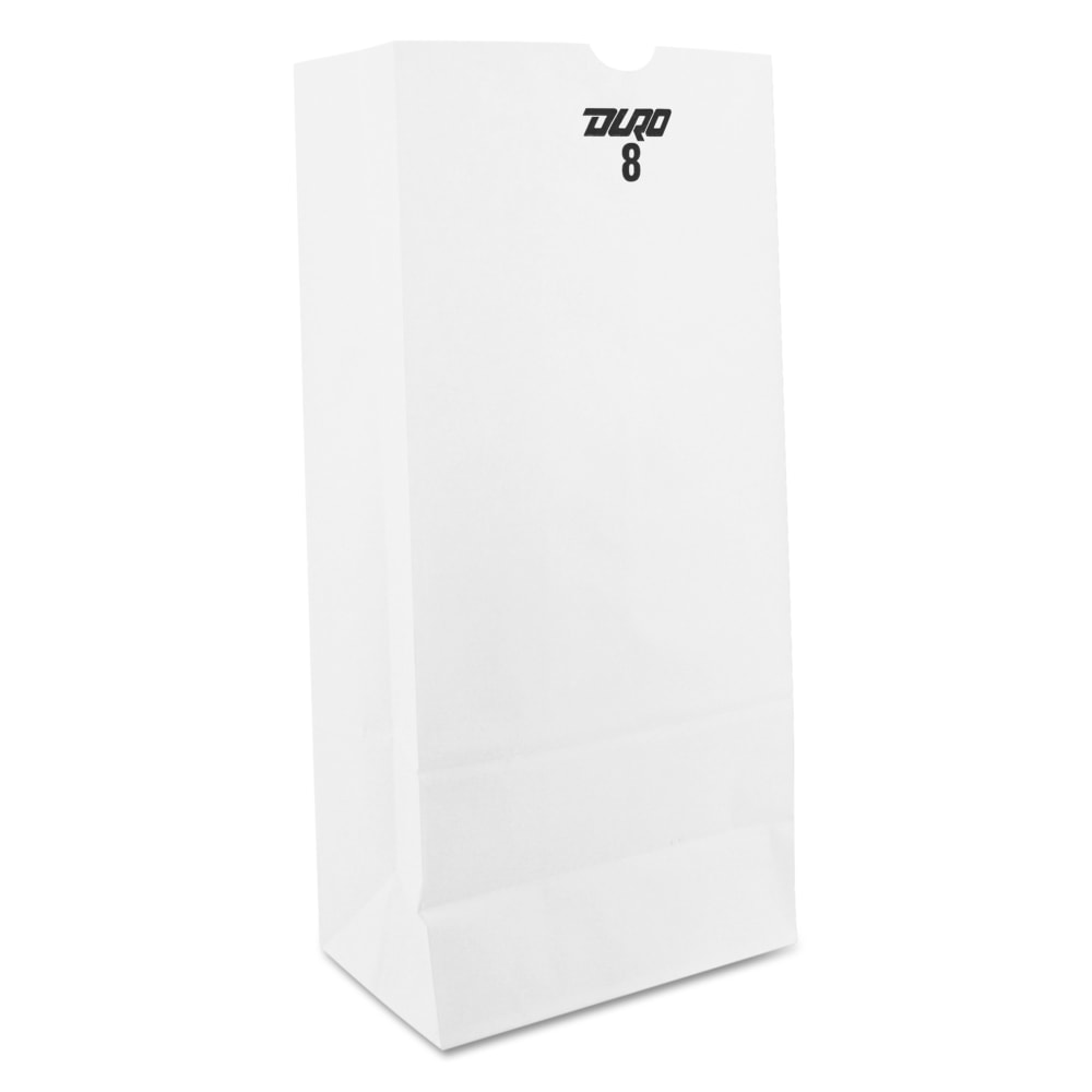 General #8 Paper Grocery Bags, 6 1/8inH x 4 1/6inW x 12 7/16inD, White, Pack Of 500 Bags