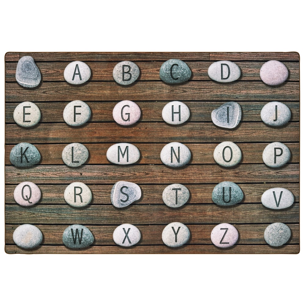 Carpets for Kids Pixel Perfect Collection Alphabet Stones Seating Rug, 6ft x 9ft, Gray