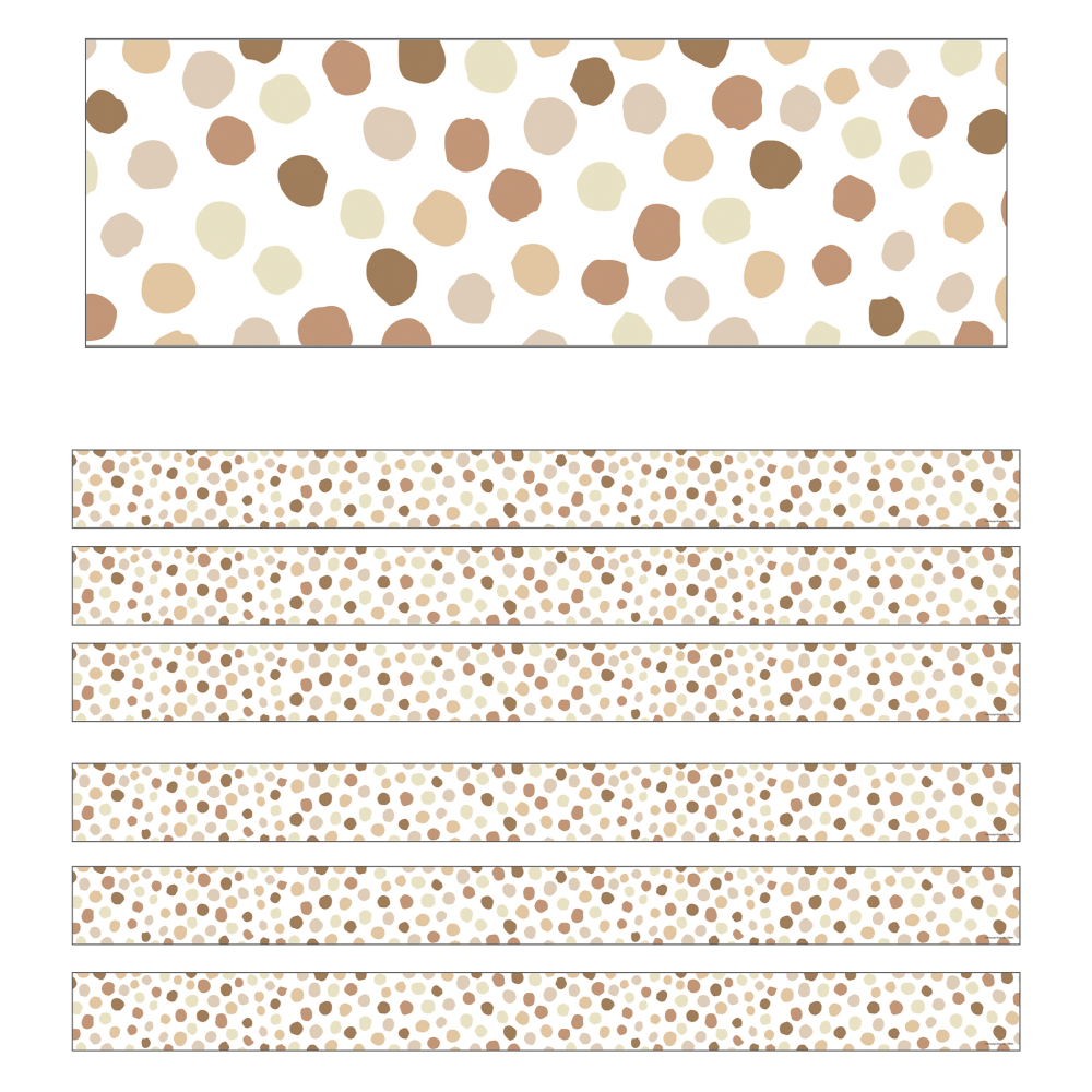 Carson Dellosa Education Straight Borders, Schoolgirl Style Simply Stylish Natural Polka Dots, 36ft Per Pack, Set Of 6 Packs