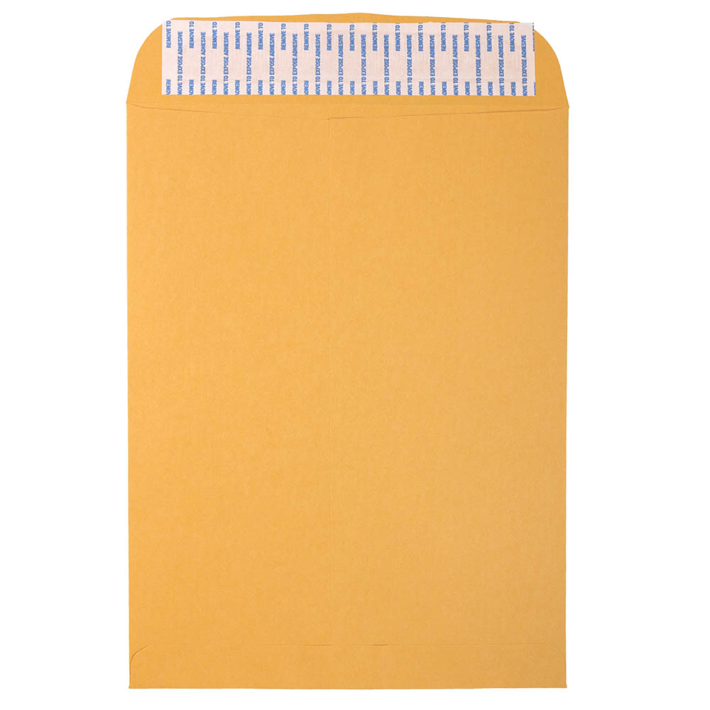 JAM Paper Open-End Envelopes, 9-1/2in x 12-1/2in, Peel & Seal Closure, Brown Kraft, Pack Of 500 Envelopes