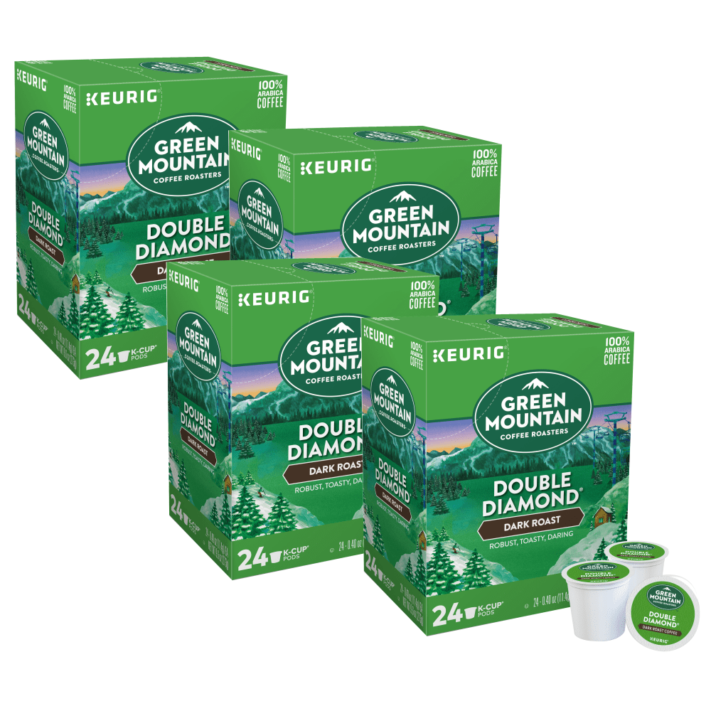 Green Mountain Coffee Single-Serve Coffee K-Cup, Double Black Diamond Extra-Bold, Carton Of 96, 4 x 24 Per Box