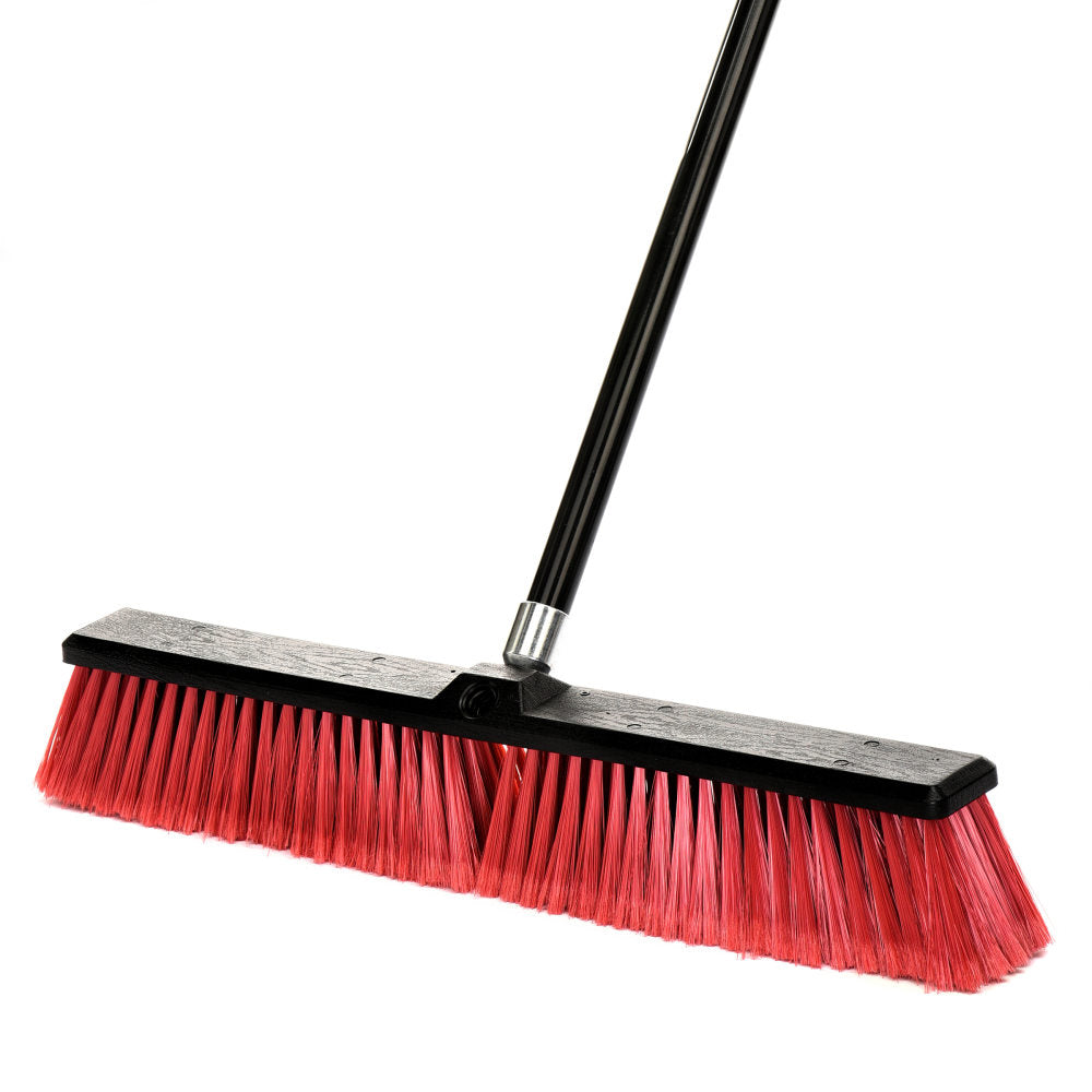 Alpine 24in Smooth-Surface Push Brooms, Red, Pack Of 3 Brooms