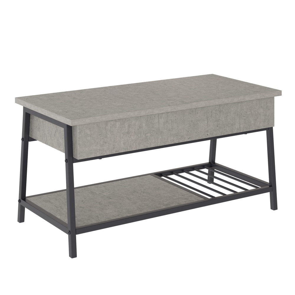 Sauder North Avenue Lift-Top Coffee Table, 18-1/8inH x 37inW x 17inD, Faux Concrete/Black