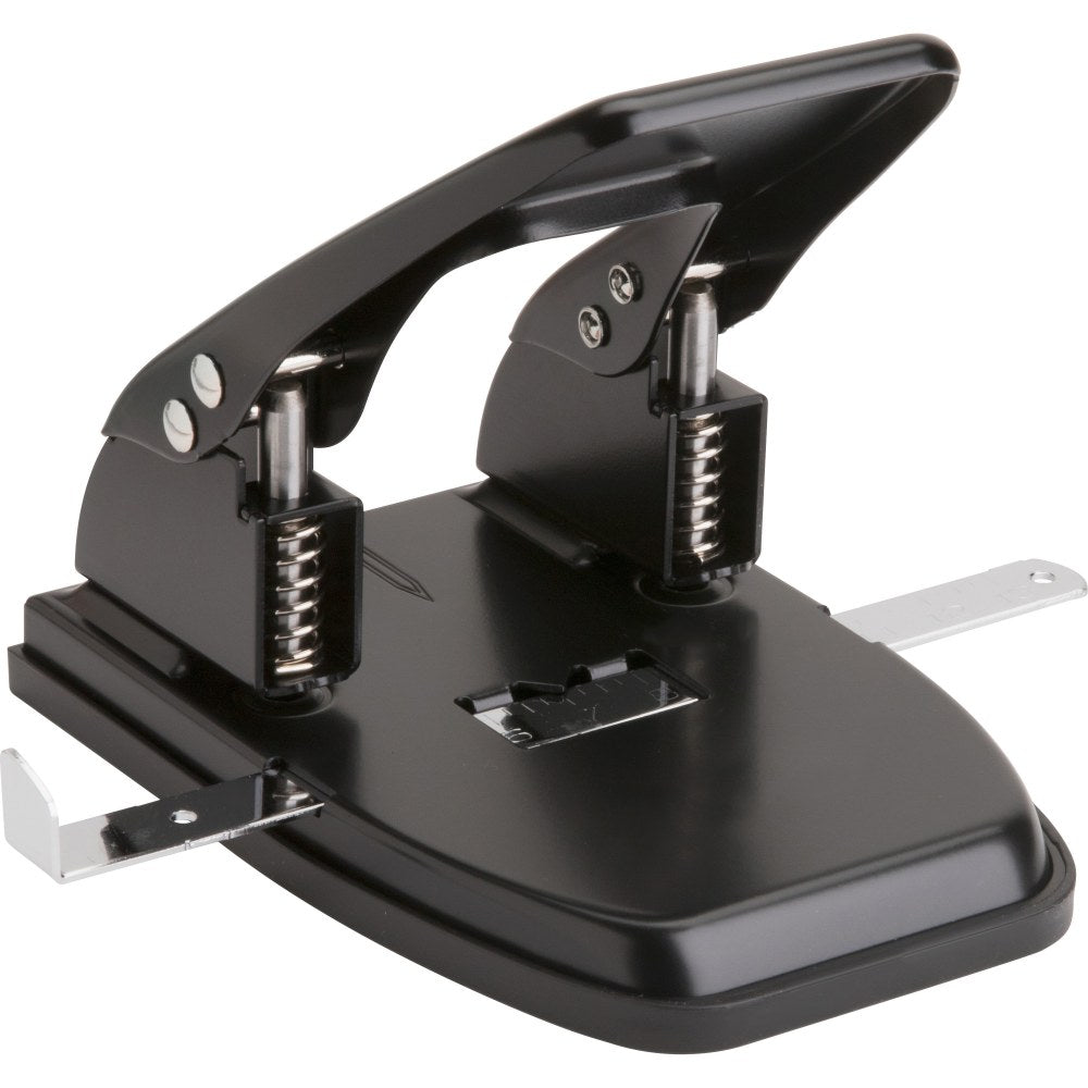 Business Source Heavy-duty 2-Hole Punch - 2 Punch Head(s) - 30 Sheet of 20lb Paper - 9/32in Punch Size - Round Shape - Black
