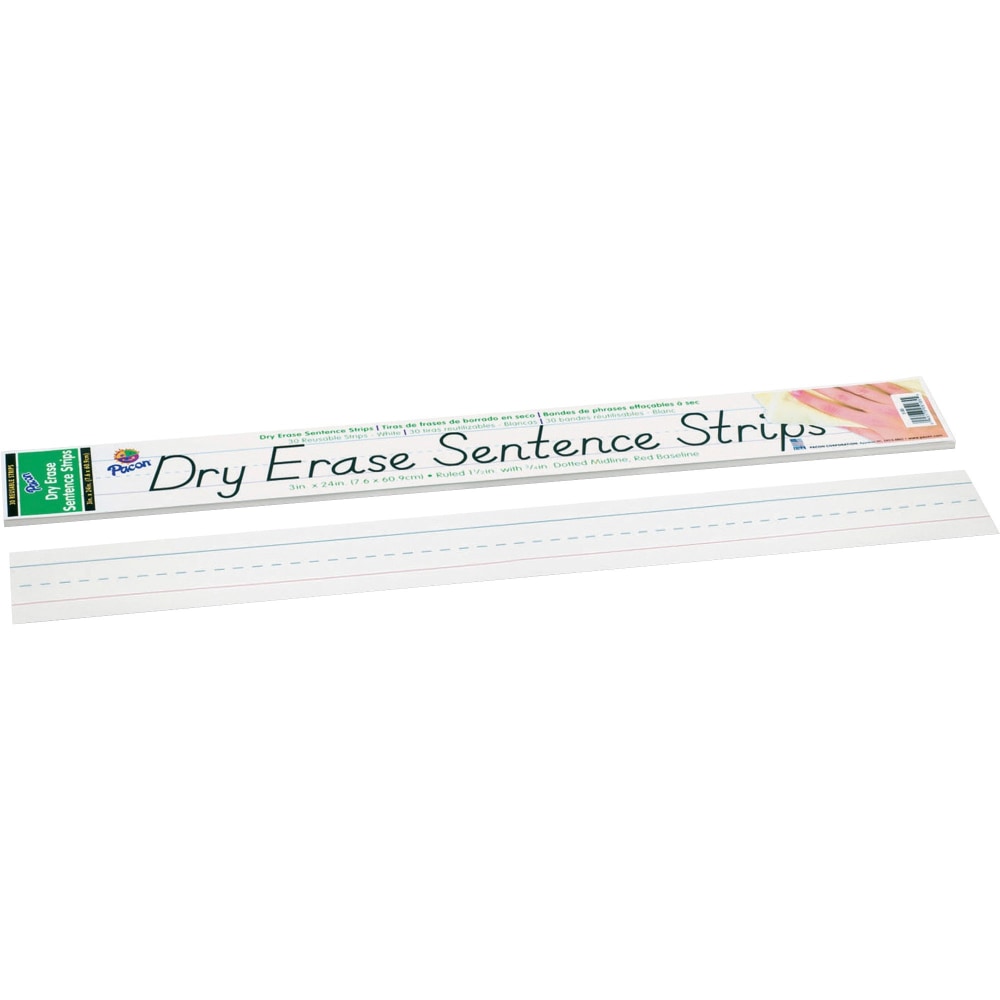 Pacon Dry-Erase Sentence Strips, White, Pack Of 30