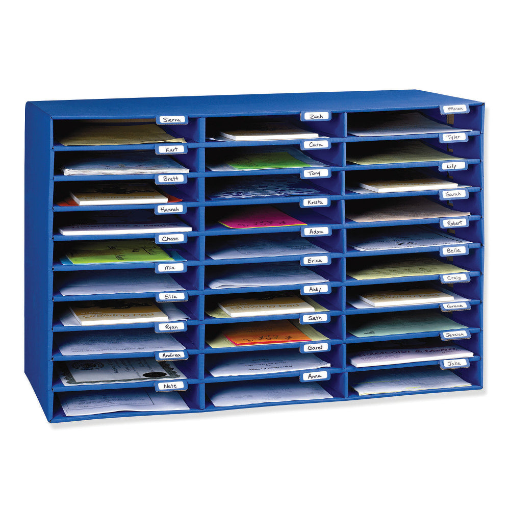 Pacon 70% Recycled Corrugated Mail Box, 30 Slots, Blue