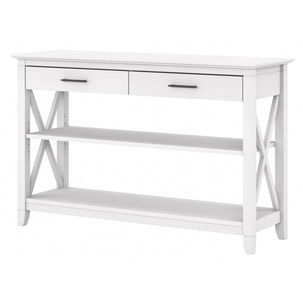 Bush Furniture Key West Console Table With Drawers And Shelves, Pure White Oak, Standard Delivery