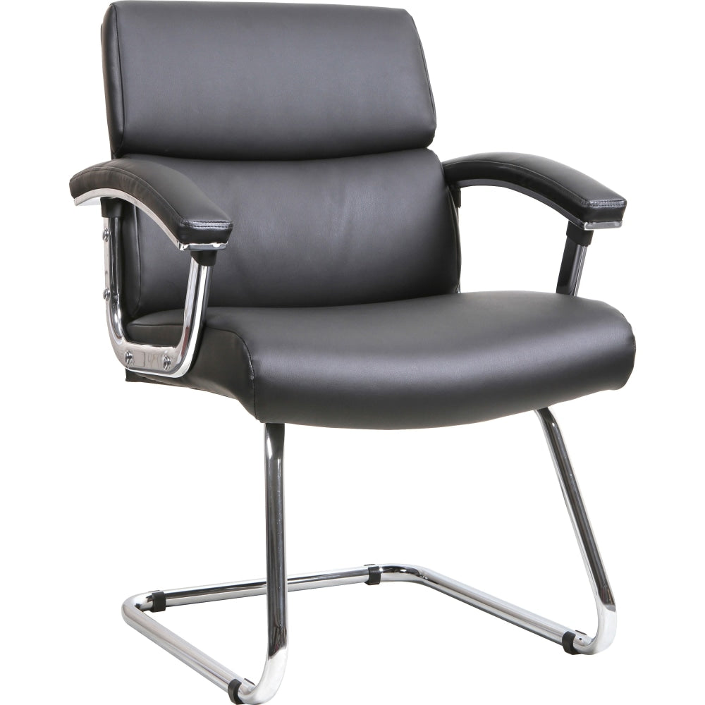 Lorell Bonded Leather/Chrome Guest Chair, Black