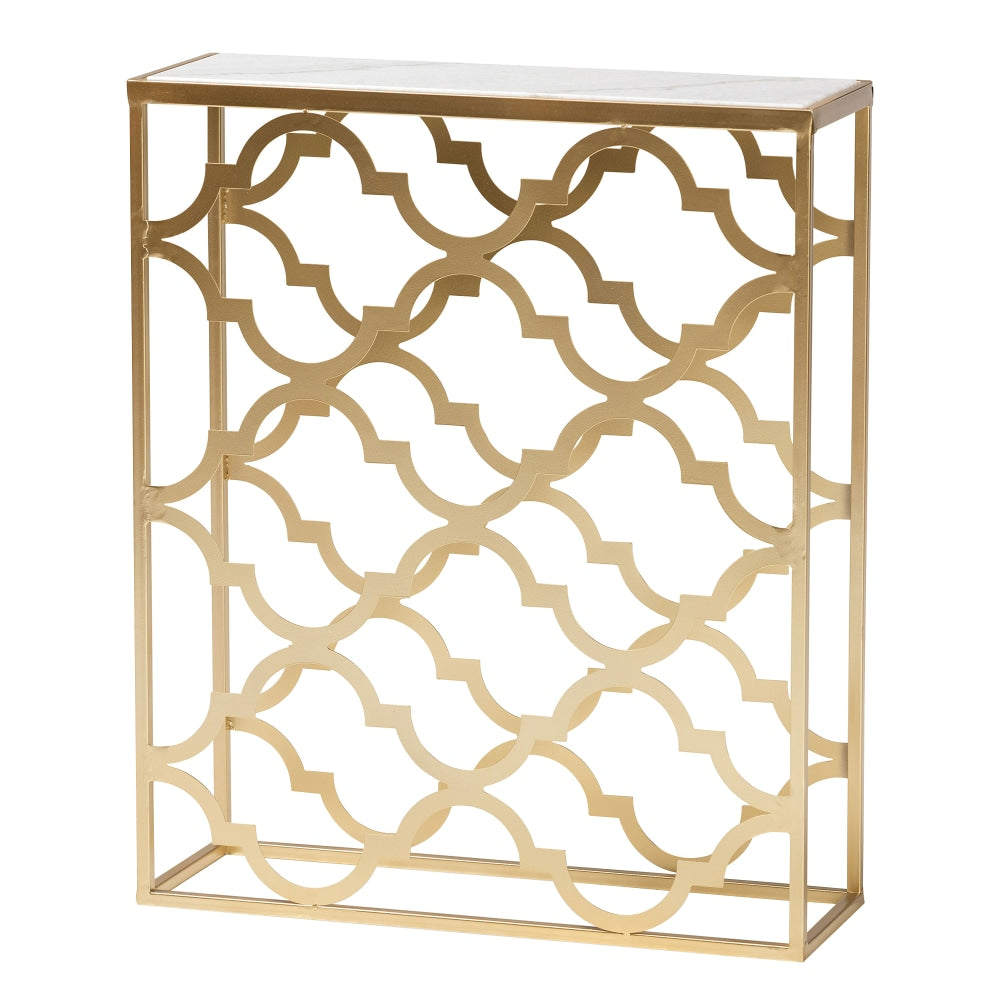 Baxton Studio Calanthe Modern And Contemporary Console Table, 29-1/8inH x 24inW x 8-1/8inD, Gold/White