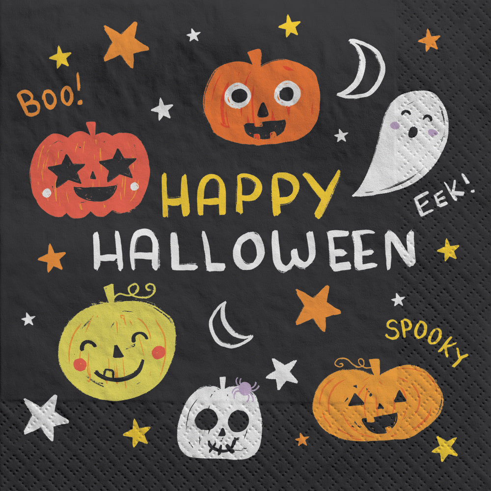 Amscan Halloween Spooky Friends Lunch Napkins, 6-1/2in x 6-1/2in, Pack Of 100 Napkins