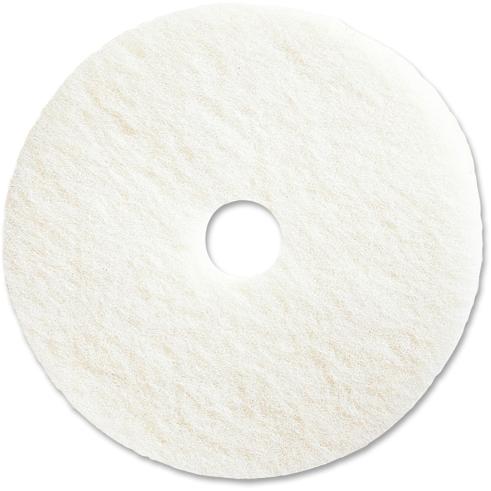 Genuine Joe Super White Polishing Floor Pad, 20in Diameter, White, Carton Of 5