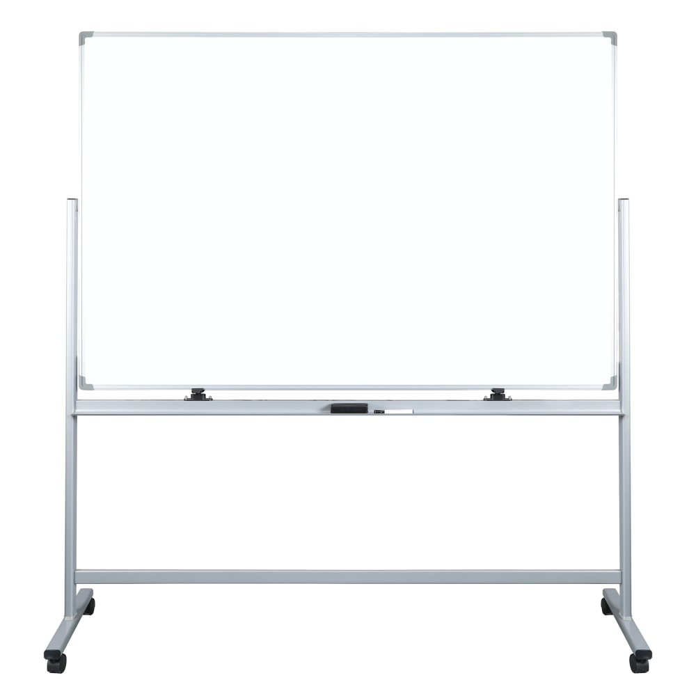WorkPro Double-Sided Mobile Magnetic Dry-Erase Whiteboard Easel, 72in x 48in, Aluminum Frame With Silver Finish