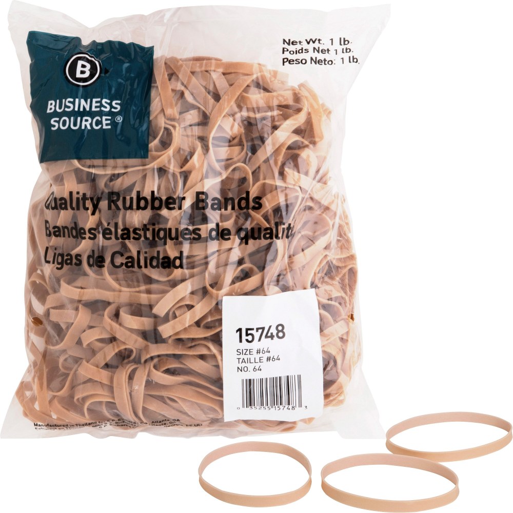 Business Source Quality Rubber Bands - Size: #64 - 3.3in Length x 0.3in Width - Sustainable - 320 / Pack - Rubber - Crepe
