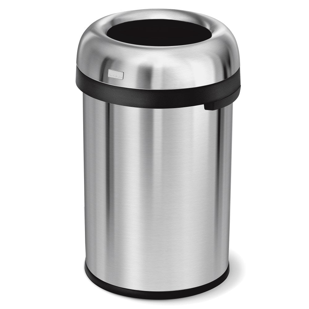simplehuman Bullet Round Metal Open Trash Can, 30 Gallons, 32-5/16in x 18-15/16in, Brushed Stainless Steel
