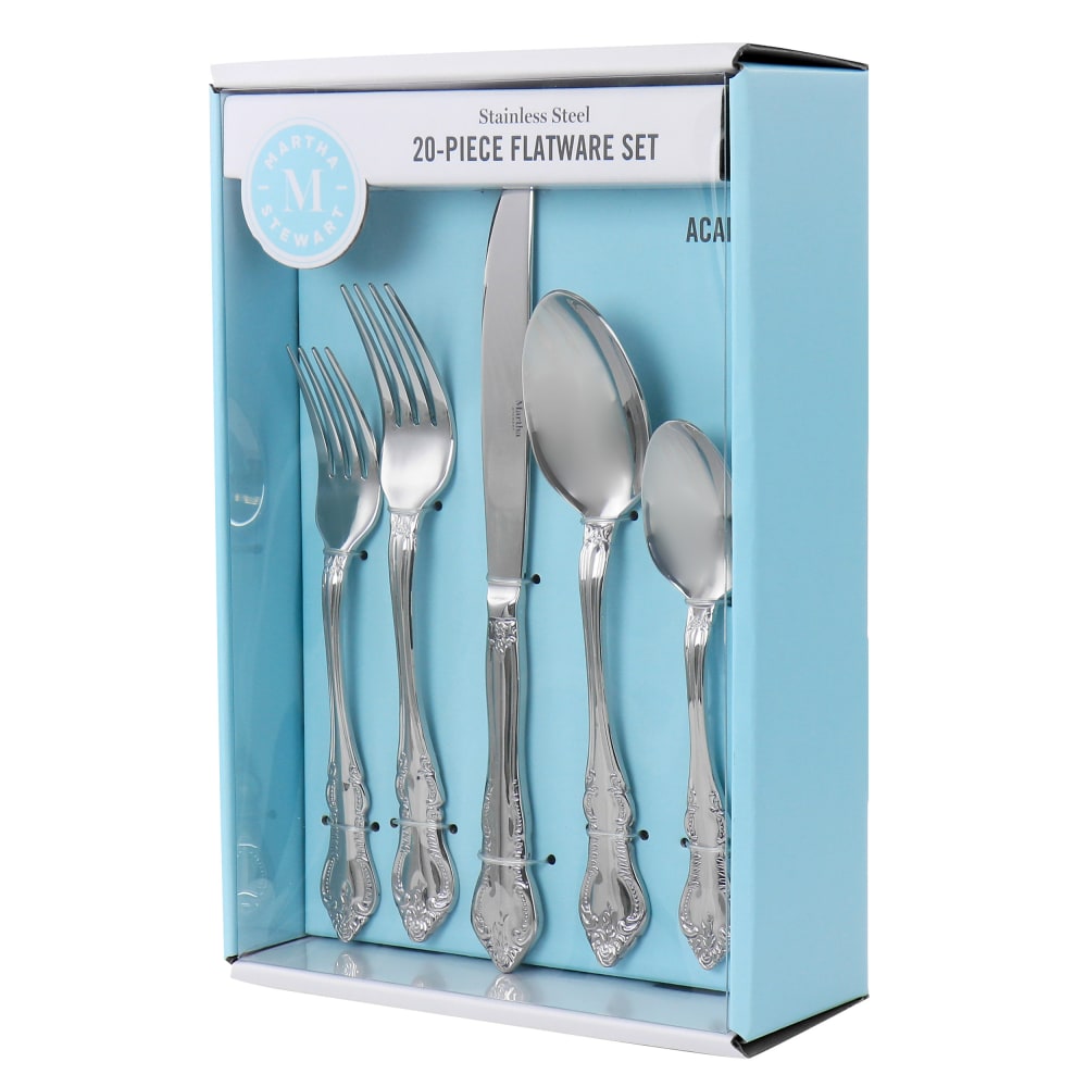 Martha Stewart Acadia Flatware Set, Silver