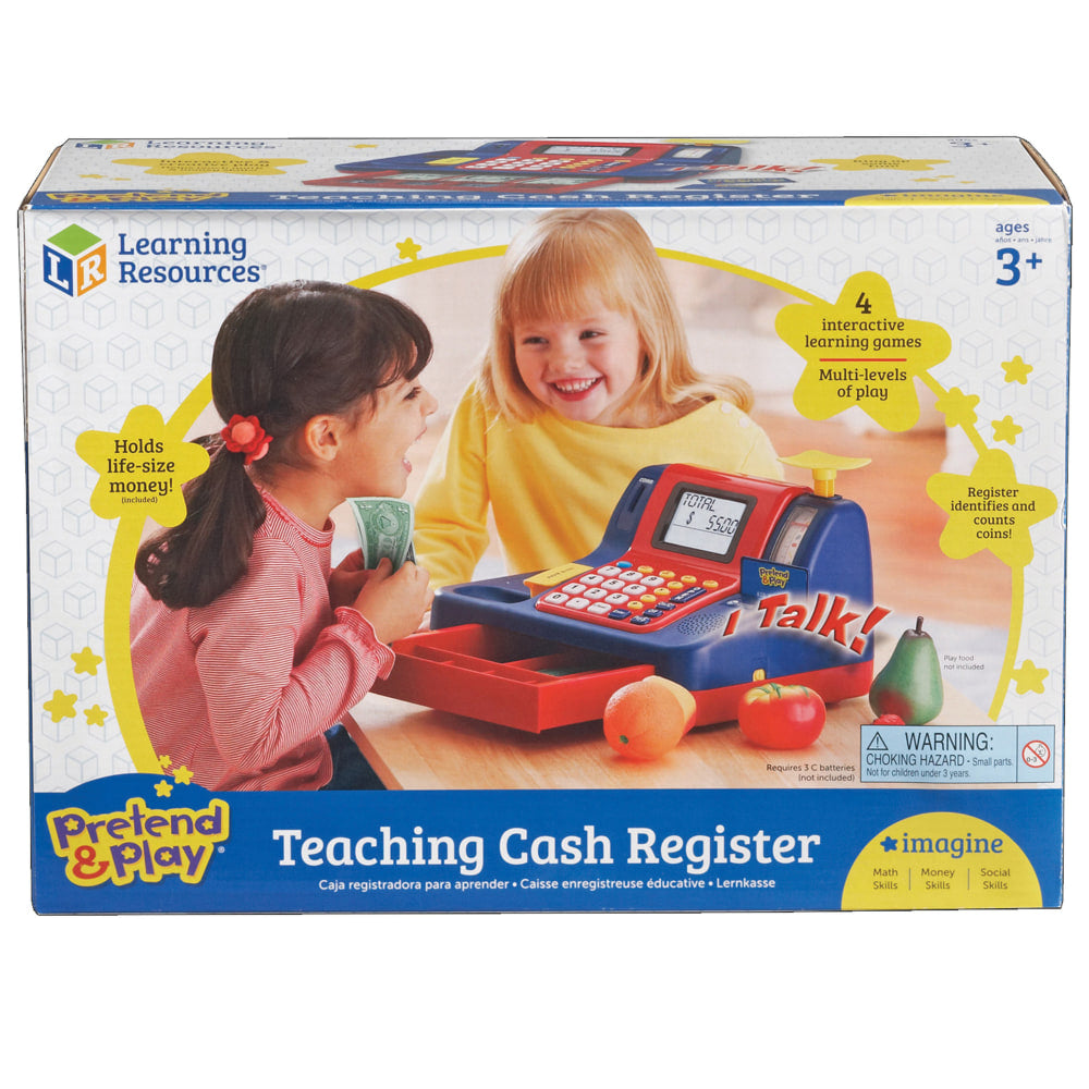 Learning Resources Pretend & Play Teaching Cash Register, 8inH x 9 1/2inW x 13inD, Grades Pre-K - 1