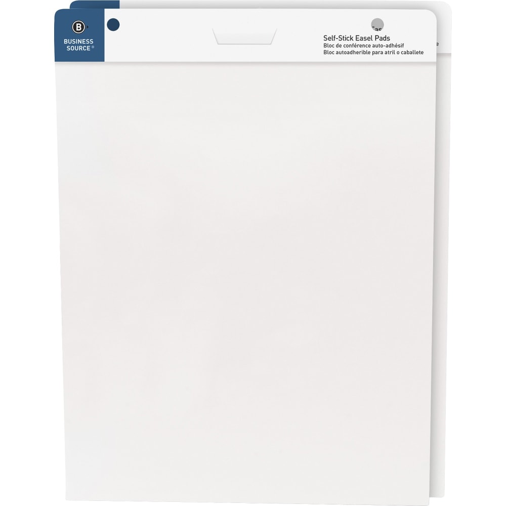 Business Source Self-stick Easel Pads - 30 Sheets - Plain - 25in x 30in - White Paper - Cardboard Cover - Self-stick - 2 / Carton