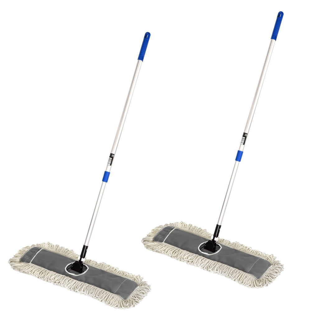 Alpine Cotton Floor Dust/Dry Mop Sets, 24in, Multicolor, Pack Of 2 Mop Sets