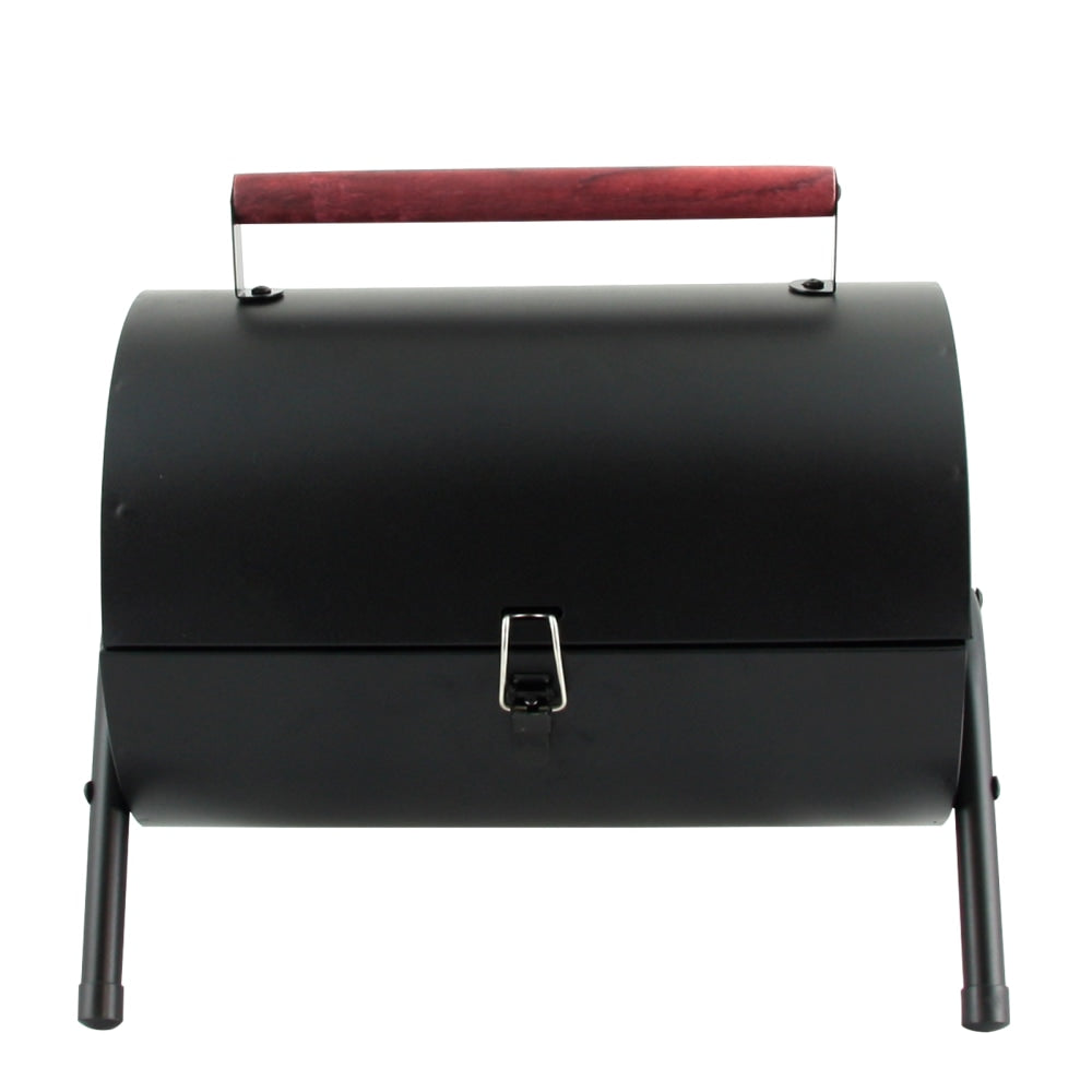 Gibson Home Delwin Carbon Steel Portable Barrel Charcoal BBQ Grill, 15inH x 14inW x 11inD, Black/Burgundy