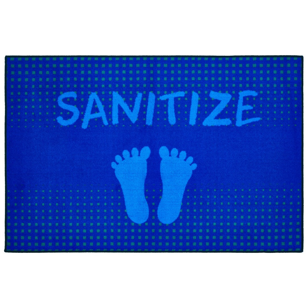 Carpets for Kids KID$Value Rugs Blue Feet Stand Here To Sanitize Activity Rug, 3ft x 4 1/2ft , Blue