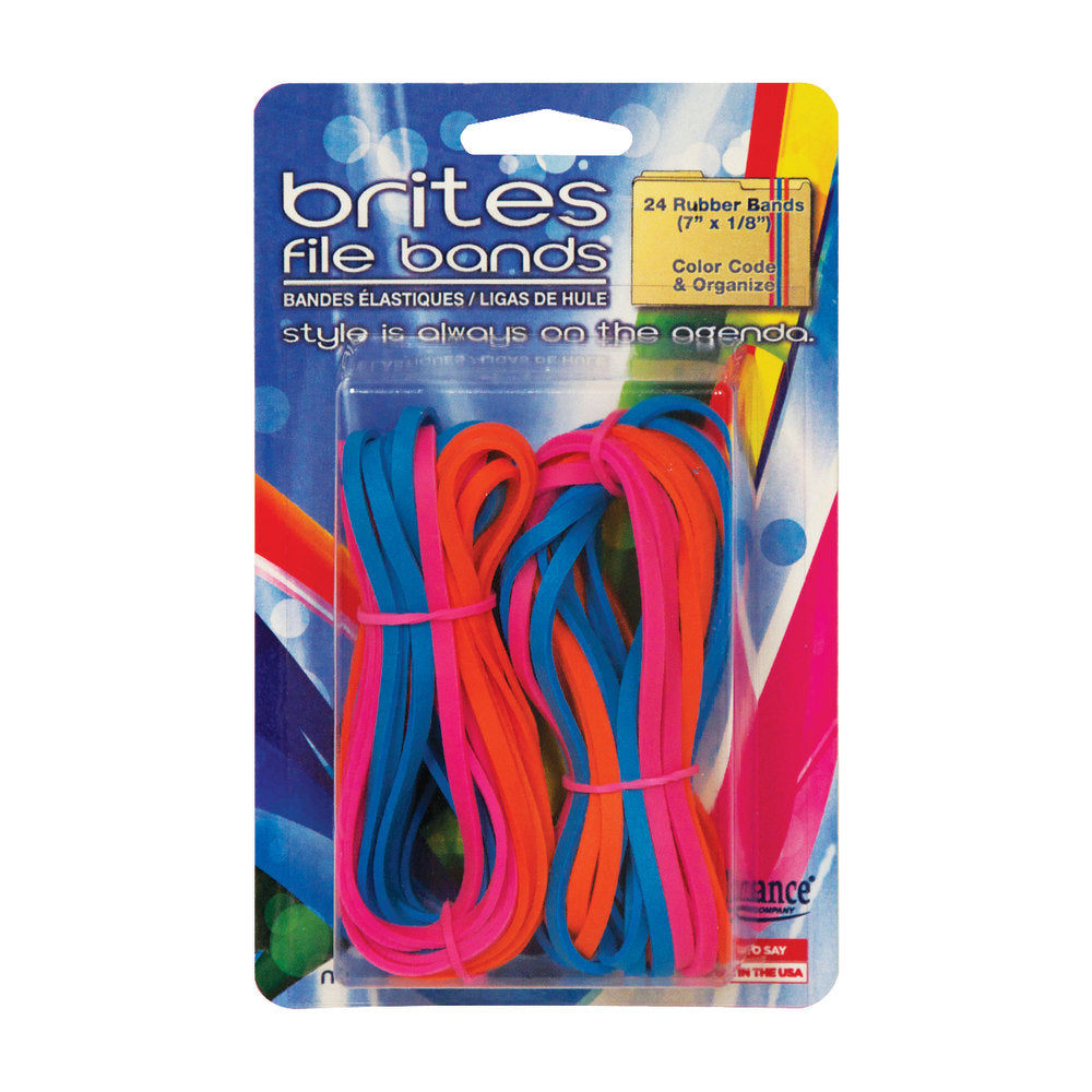 Alliance Rubber Brites File Bands, Assorted, Pack Of 24