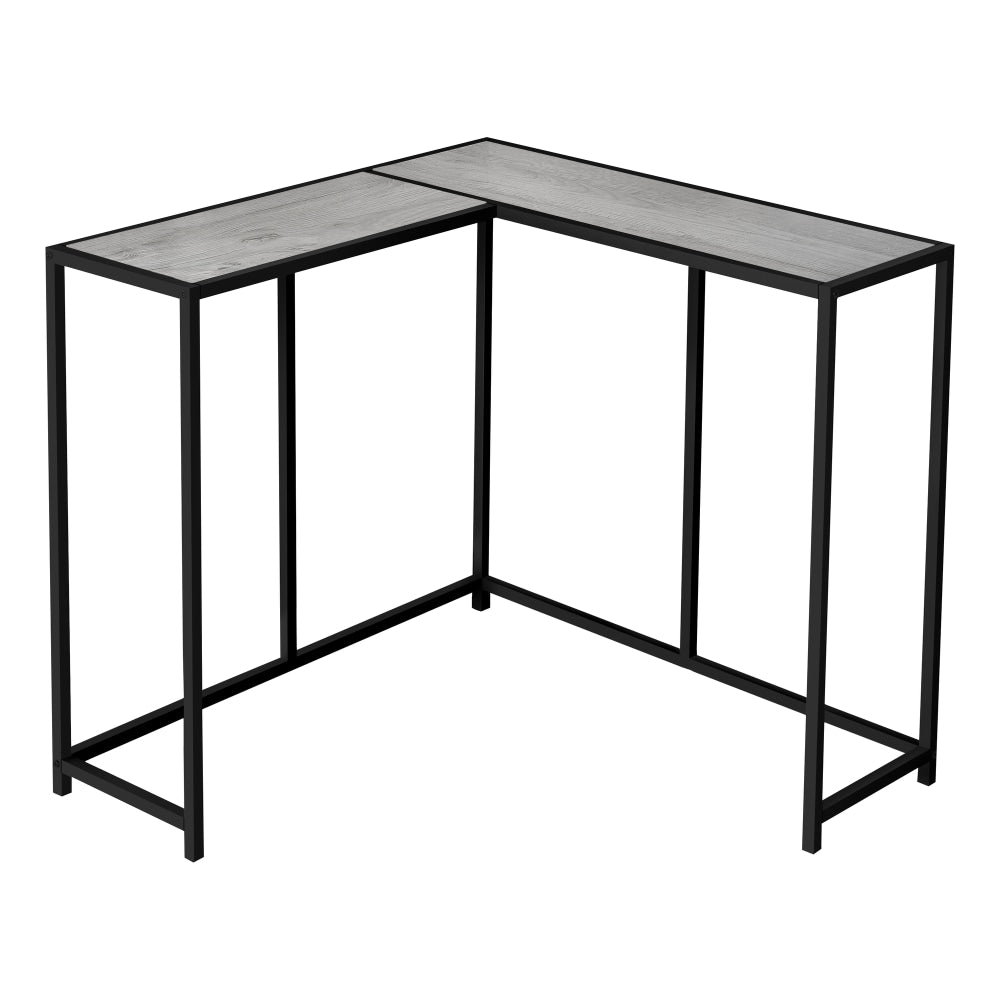 Monarch Specialties Jan L-Shaped Metal Console Table, 32inH x 36inW x 36inD, Black/Gray