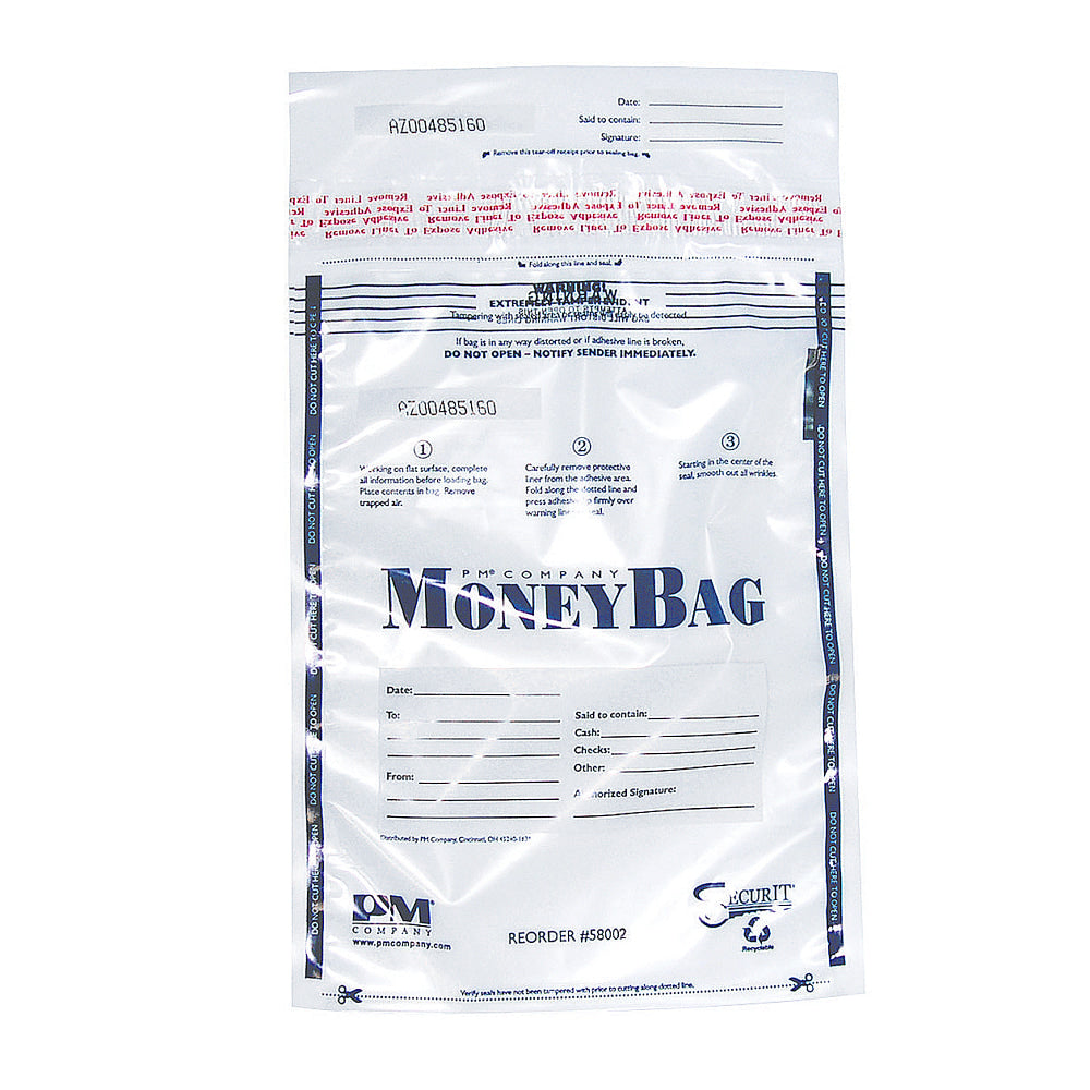 PM Company Clear Disposable Plastic Deposit Bags, 9in x 12in, Pack Of 100
