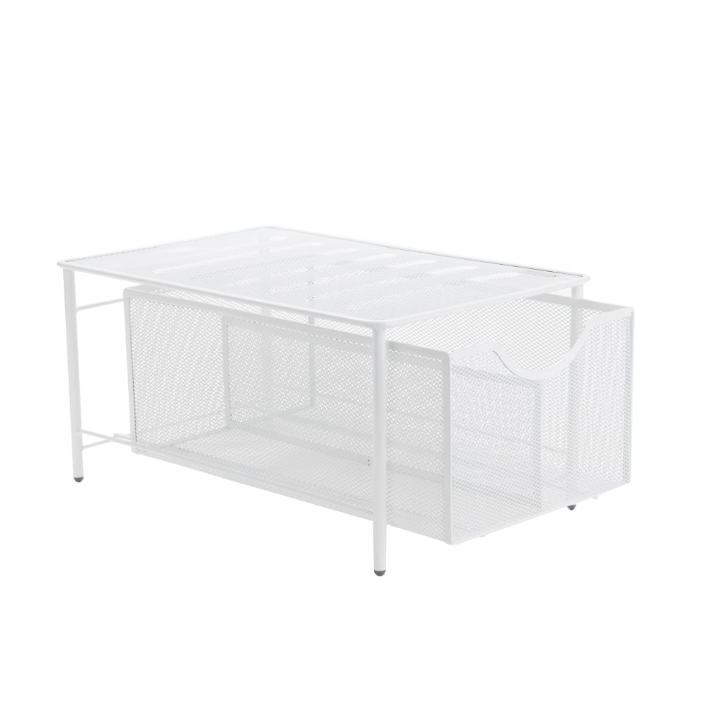 Mind Reader 3-Compartment Storage Basket And Organizer, Medium Size, White