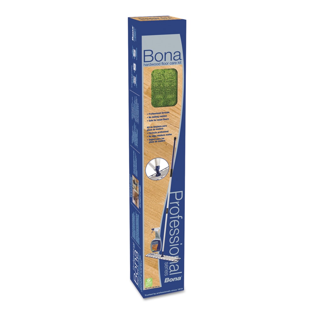 Bona Hardwood Floor Mop, With Cleaning Kit, 18in Head, 72in Handle, Blue