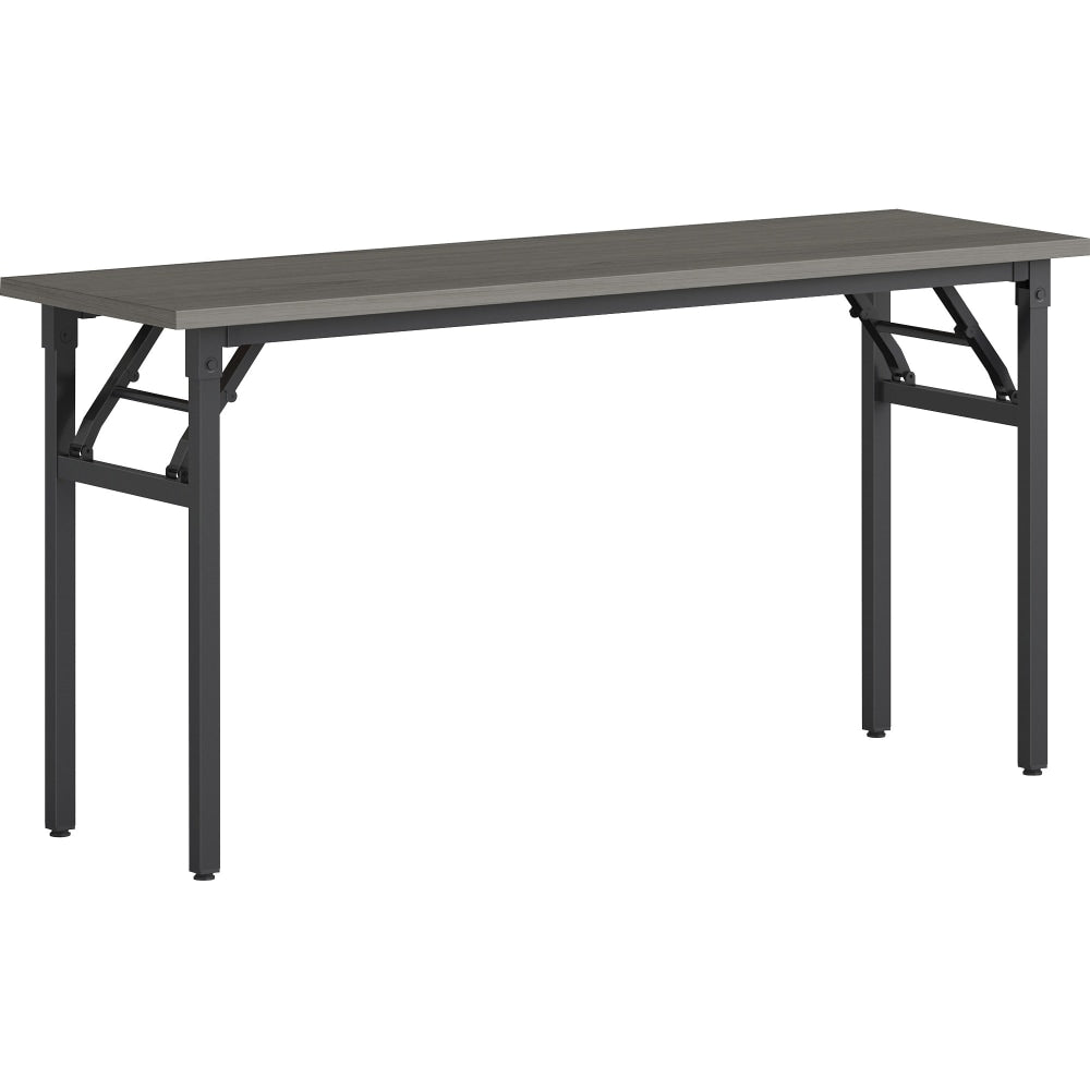 Lorell Folding Melamine Training Table, 30inH x 60inW x 18inD, Black/Gray
