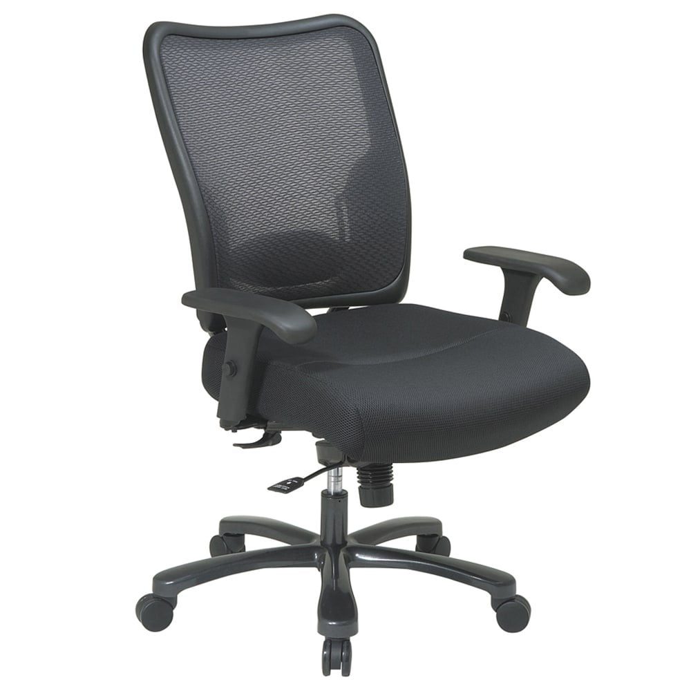 Office Star Big And Tall Fabric/Air Grid Mesh Back High-Back Chair, Black