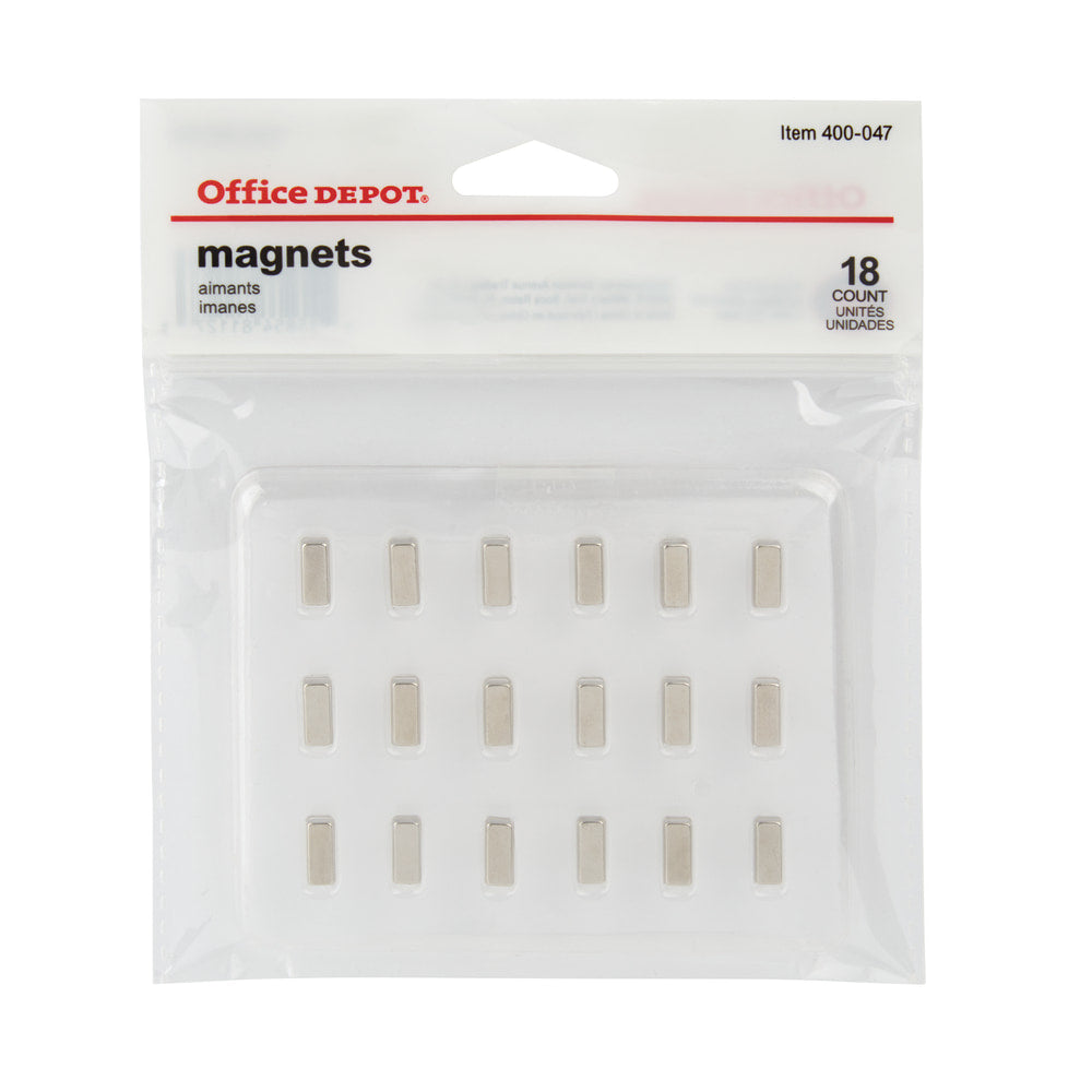 Office Depot Brand Neodymium Magnets, Silver, 0.39in, Pack of 18