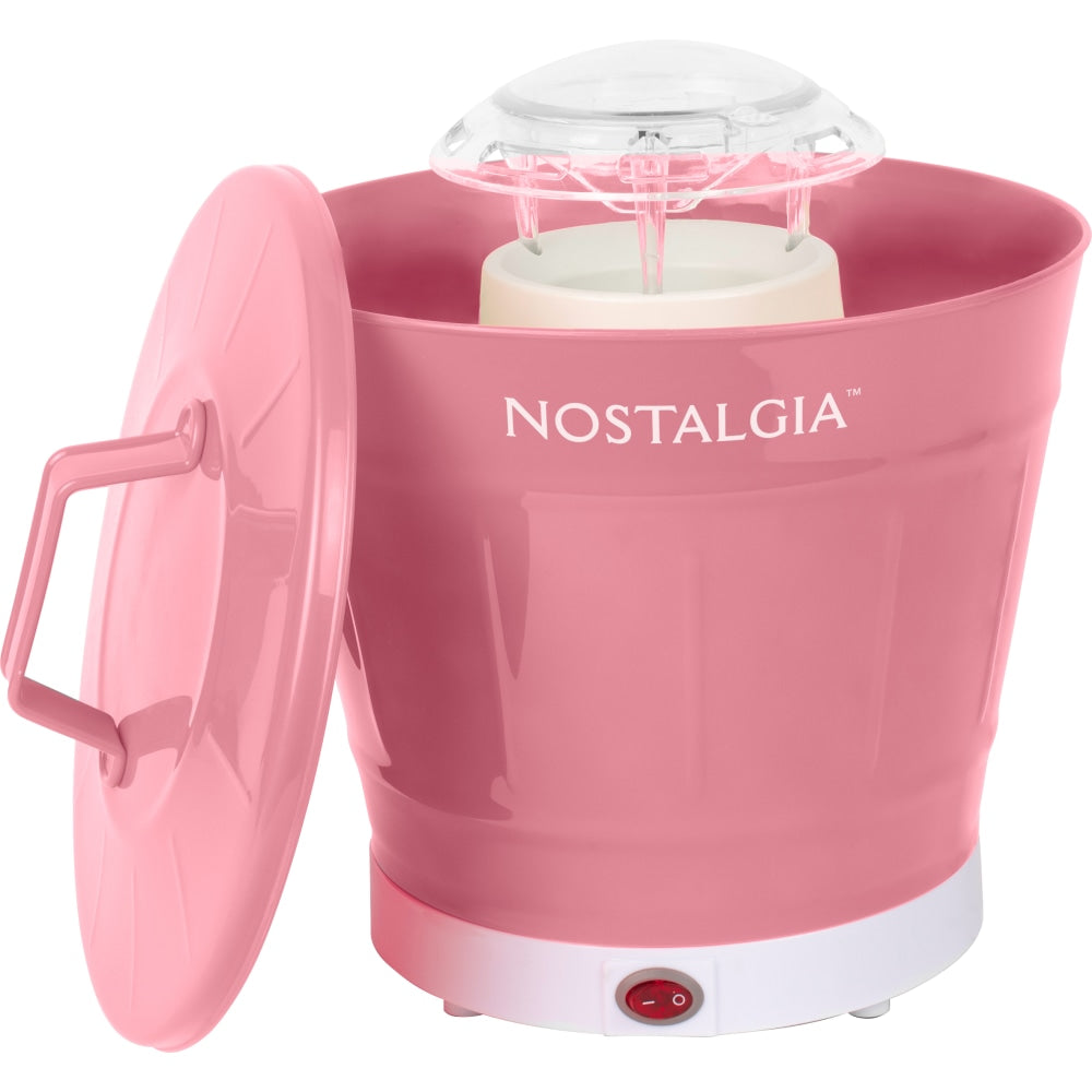 Nostalgia Hot Air Popcorn Maker And Bucket, 10-1/8inH x 9-15/16inW x 9-15/16inD, Coral