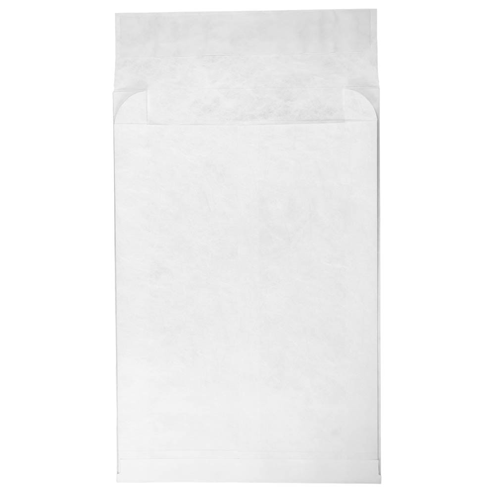JAM Paper Tyvek Open-End 15inH x 12inW x 3inD Envelopes, Peel & Seal Closure, White, Pack Of 100 Envelopes