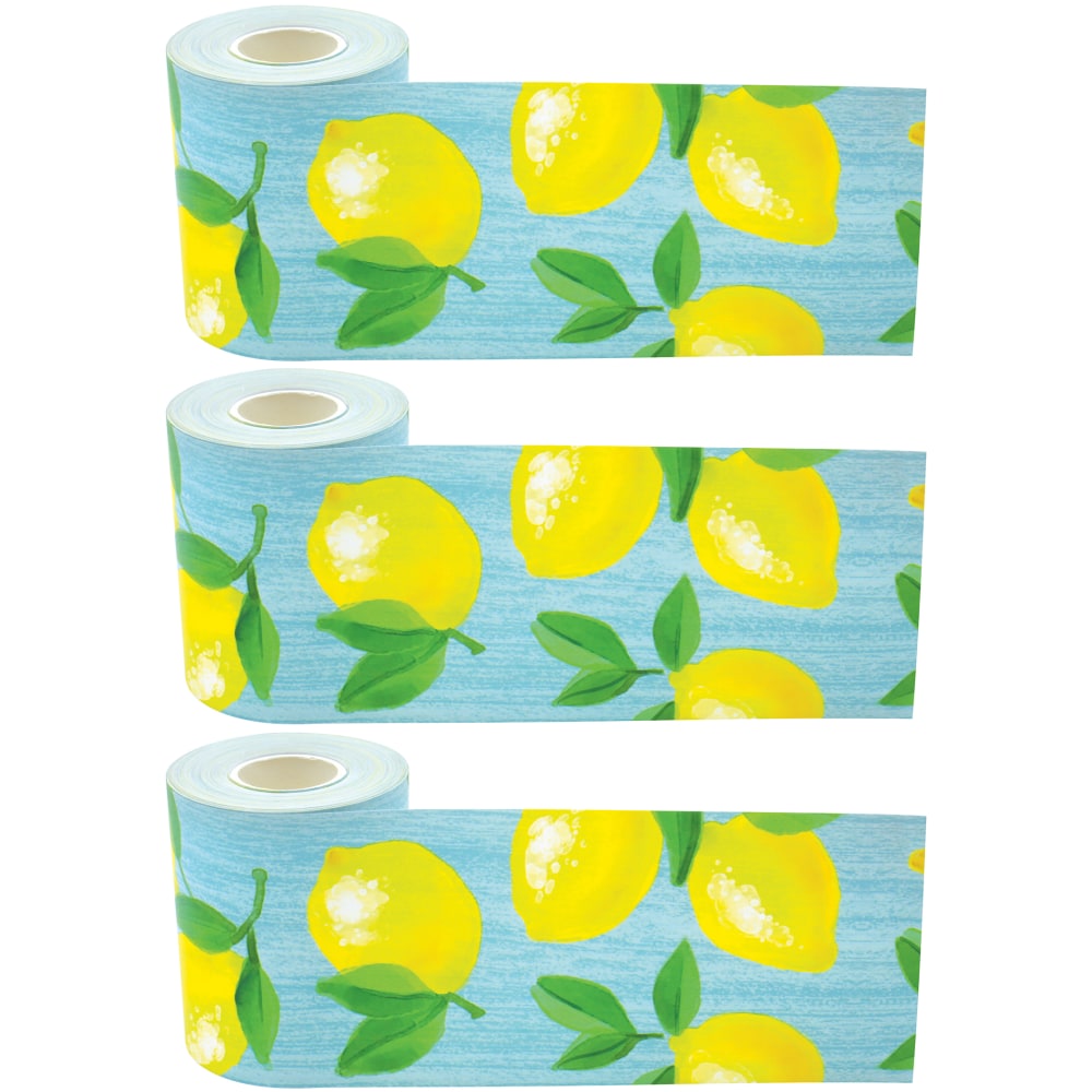 Teacher Created Resources Straight Rolled Border Trim, Lemon Zest, 50' Per Roll, Pack Of 3 Rolls