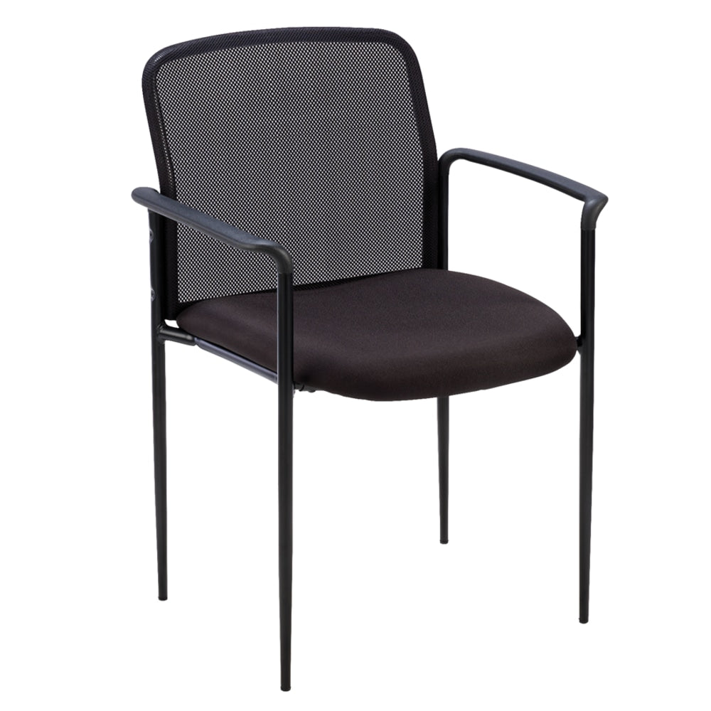 Lorell Mesh Seat, Mesh Back Stacking Chair, 18 1/2in Seat Width, Black Seat/Black Frame, Quantity: 1