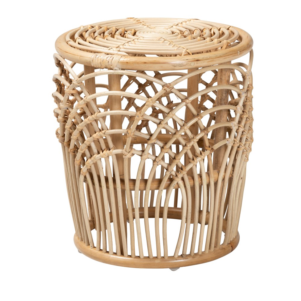 bali & pari Jayden Modern Bohemian 2-Piece Rattan End Table Set, 17-5/16inH x 15-7/16inW x 15-7/16inD, Natural Brown