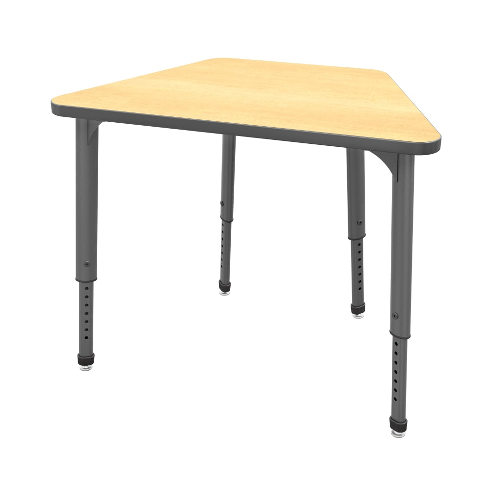 Marco Group Apex Series Adjustable Trapezoid 36inW Student Desk, Fusion Maple/Gray