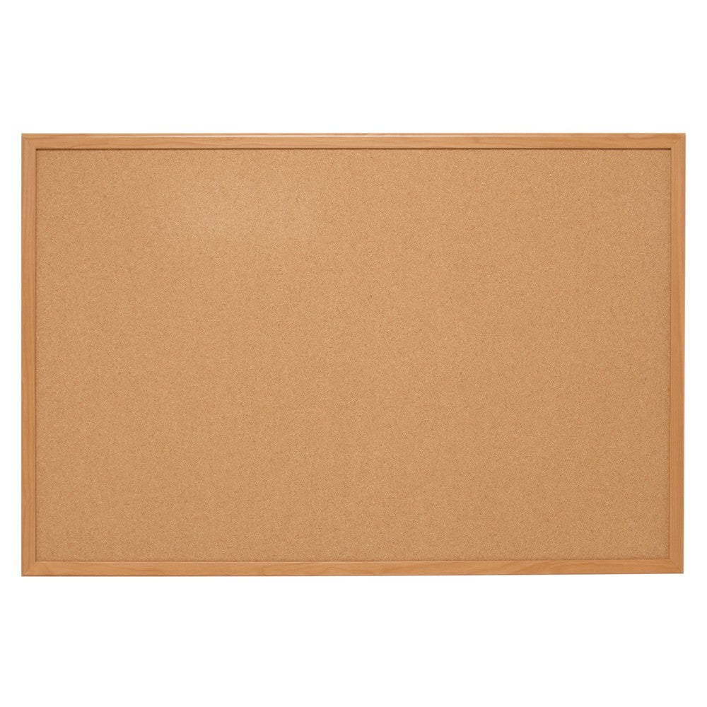 Quartet Natural Cork Bulletin Board, 48in x 36in, Wood Frame With Oak Finish