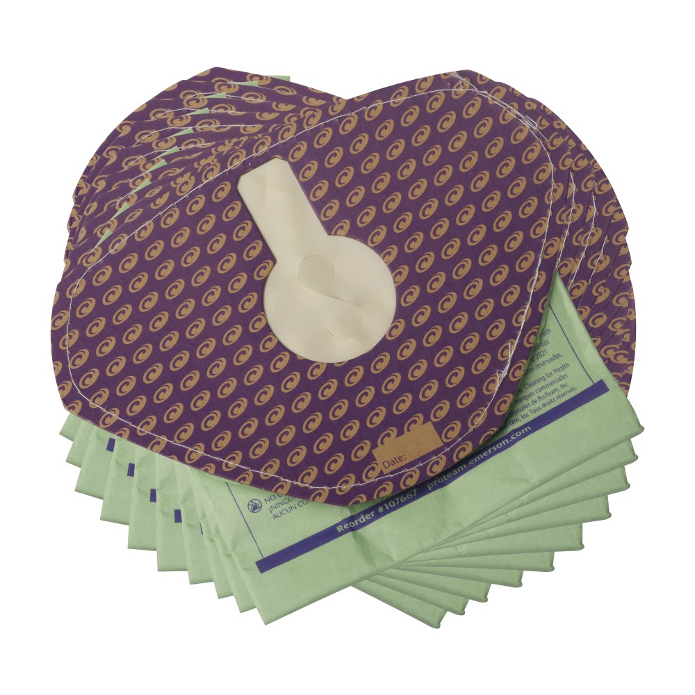 ProTeam GoFit 3 Qt Intercept Micro Filter Bags, Closed Collar, 9in, Green, Pack Of 10 Bags